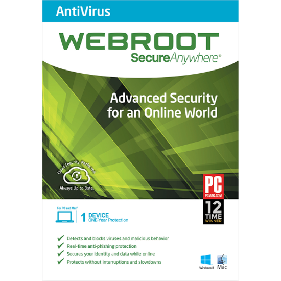 Webroot SecureAnywhere Antivirus – 1-Year / 1-Device